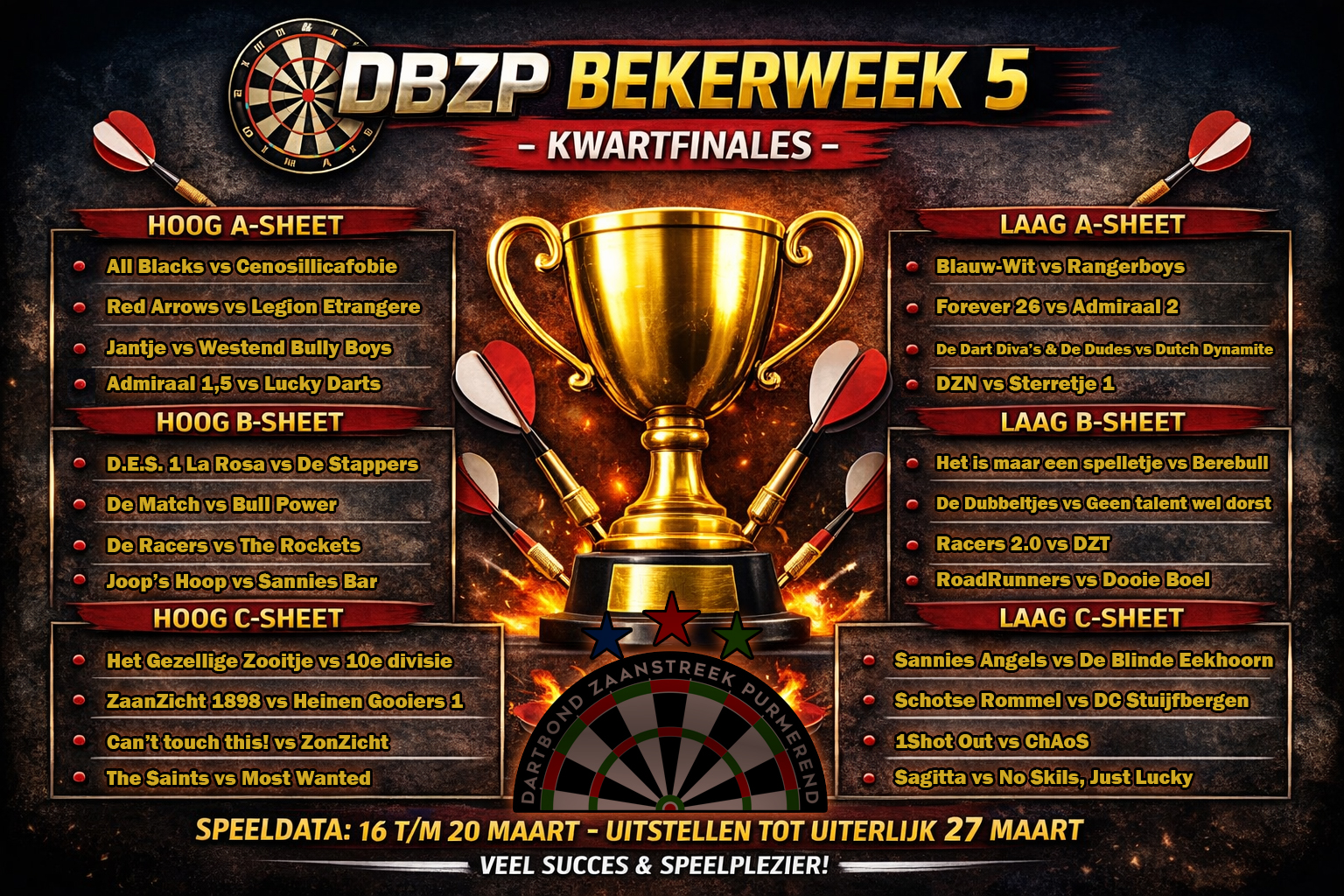 DBZP Bekerloting – Bekerweek 5 (Kwartfinales)